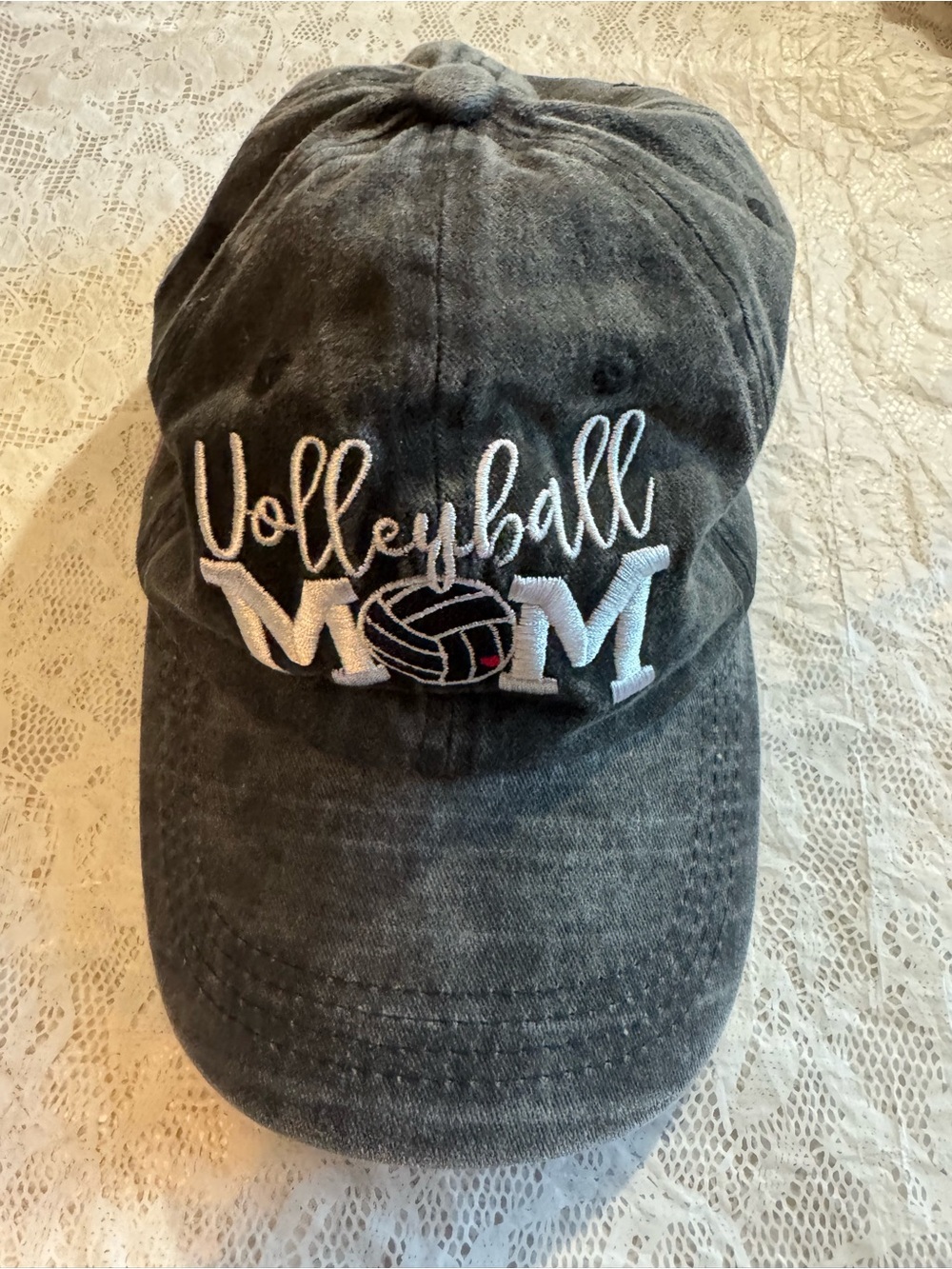 Volleyball Mom Vintage Black Washed Baseball Cap